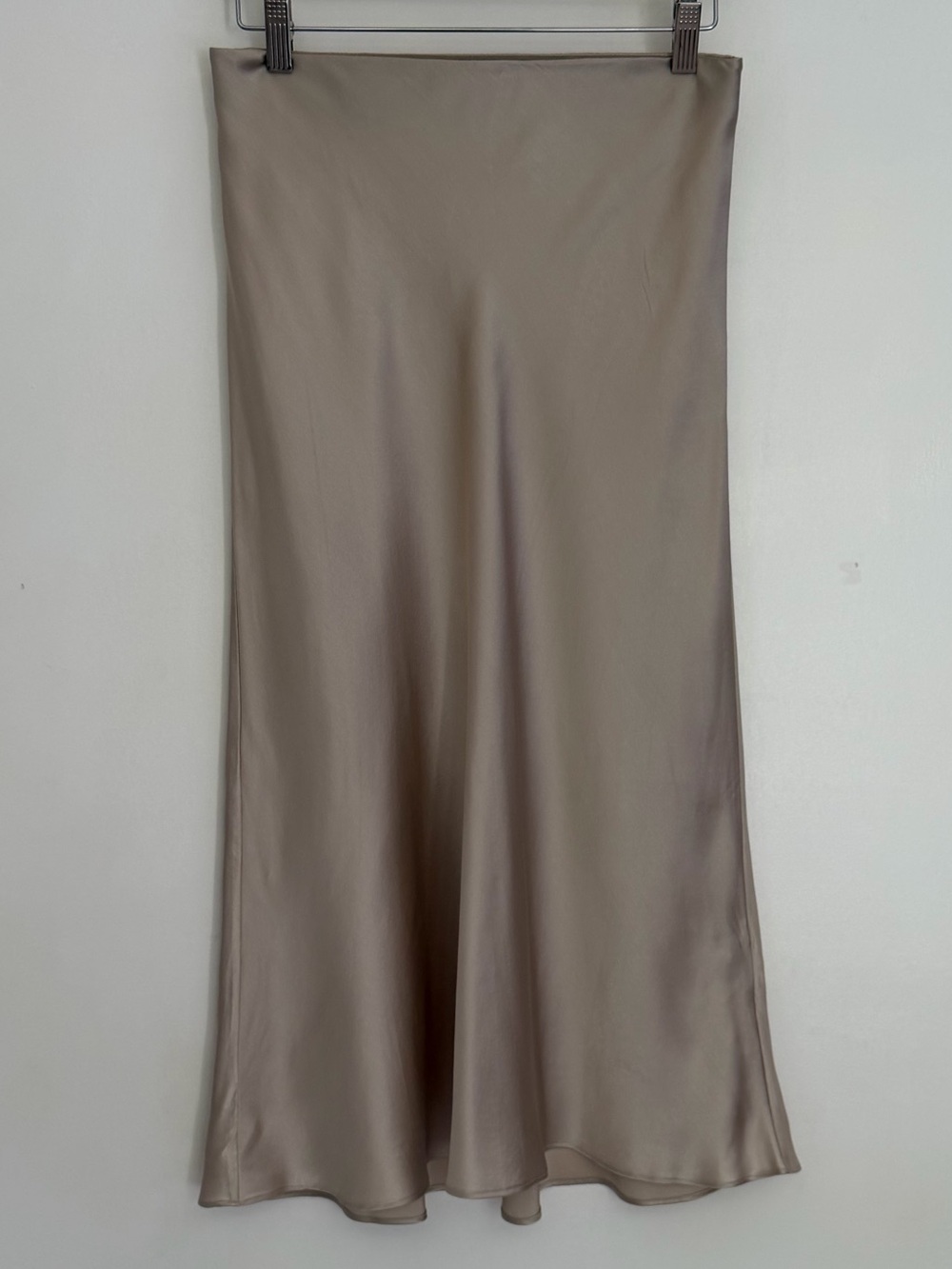 Quince 100% Silk Champagne Cream Midi A-Line Skirt